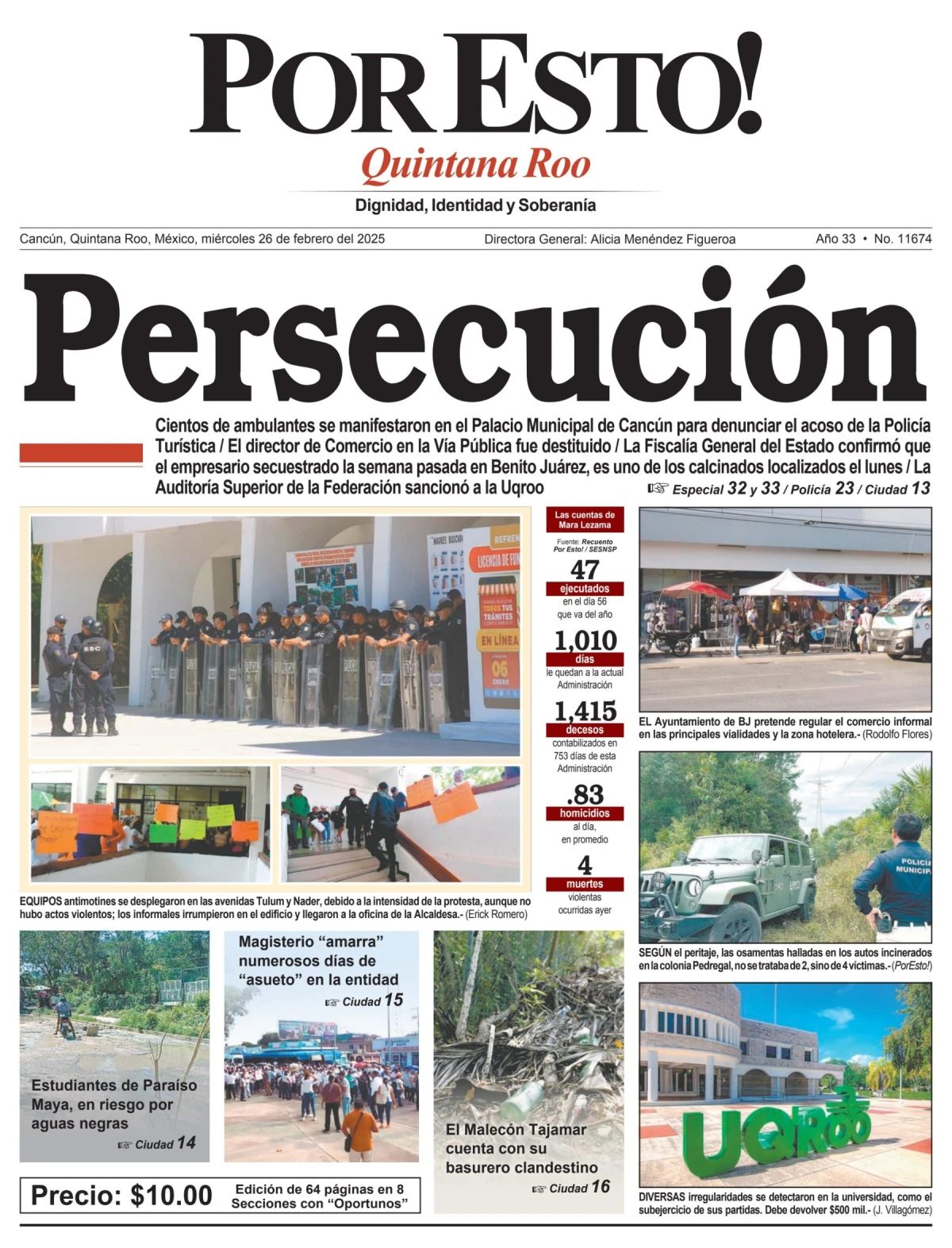 Portada de Por Esto (quintana Roo Cancun) del miércoles, 26 de febrero de 2025