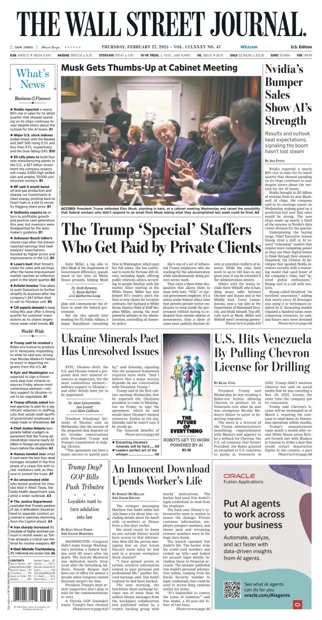 Portada de The Wall Street Journal