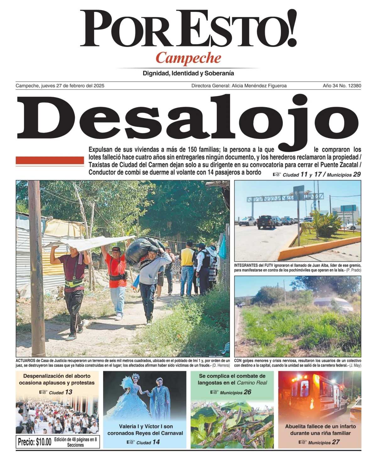 Portada de Por Esto (campeche) del jueves, 27 de febrero de 2025