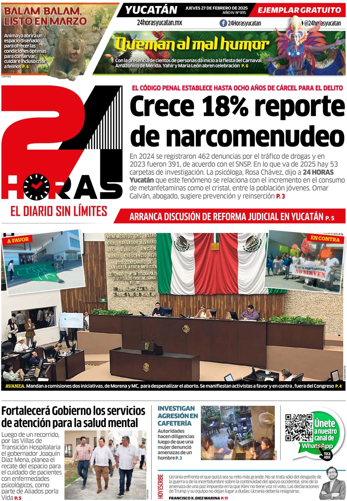 Portada de 24 Horas Yucatan del jueves, 27 de febrero de 2025