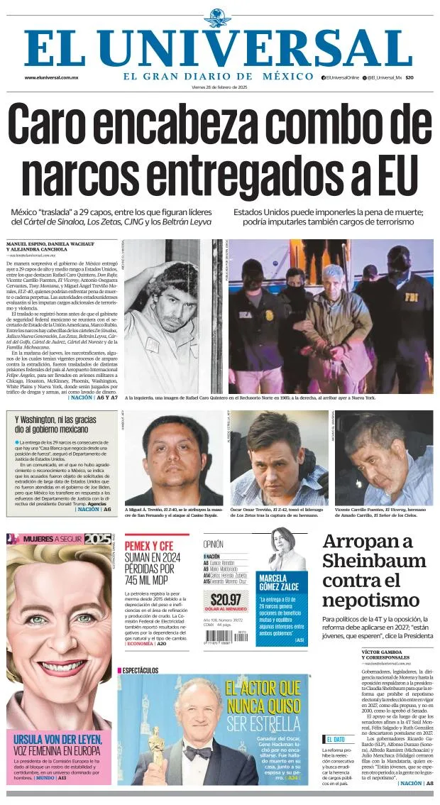 Portada de El Universal