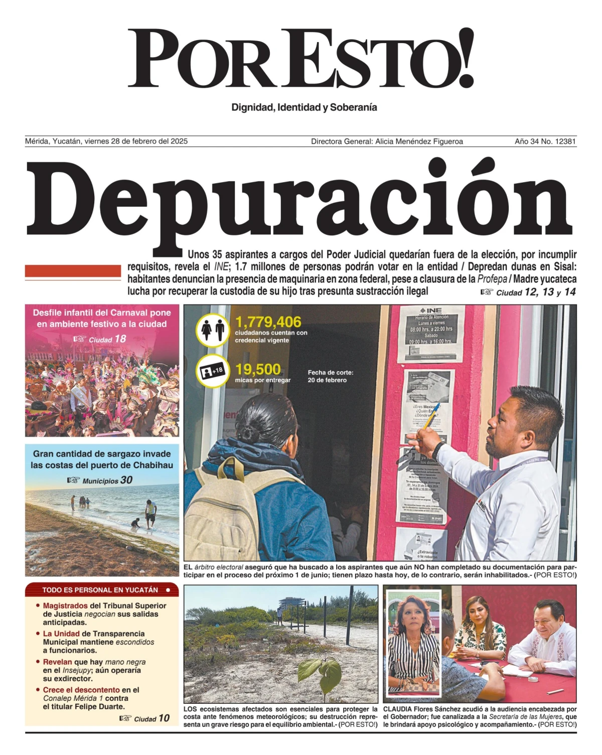 Portada de Por Esto (merida, Yucatan) del viernes, 28 de febrero de 2025