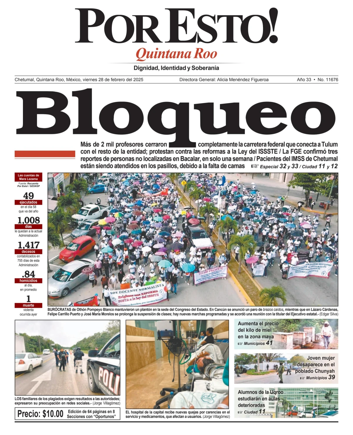 Portada de Por Esto (quintana Roo Chetumal) del viernes, 28 de febrero de 2025