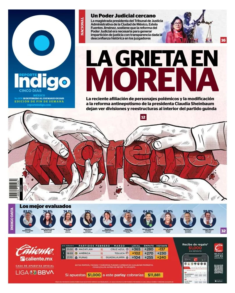 Portada de Reporte Indigo del viernes, 28 de febrero de 2025