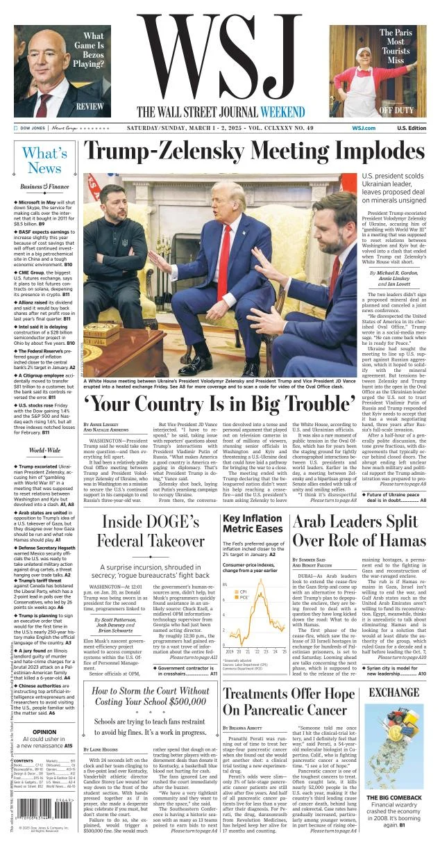 Portada de The Wall Street Journal