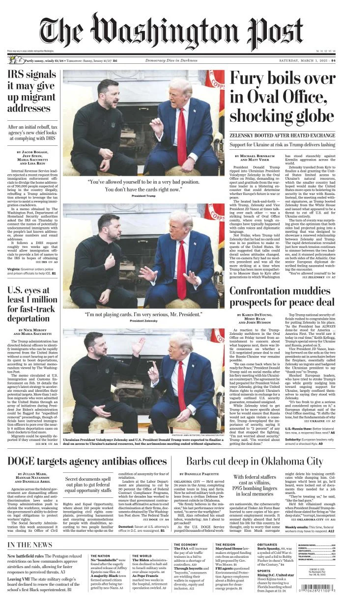 Portada de The Washington Post