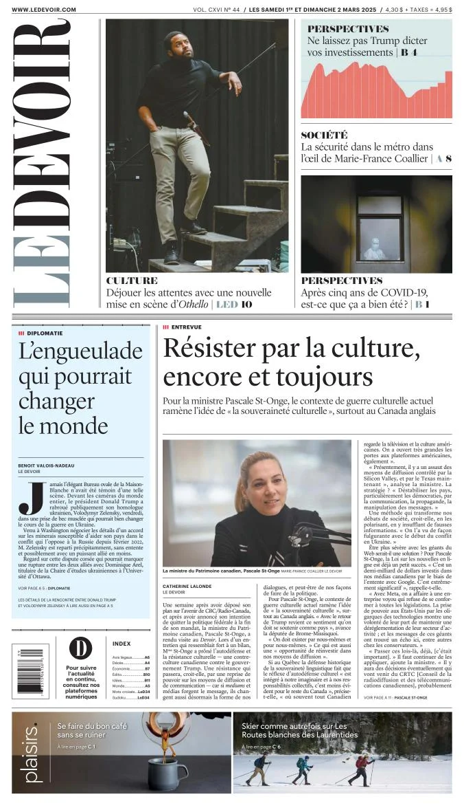 Portada de Le Devoir