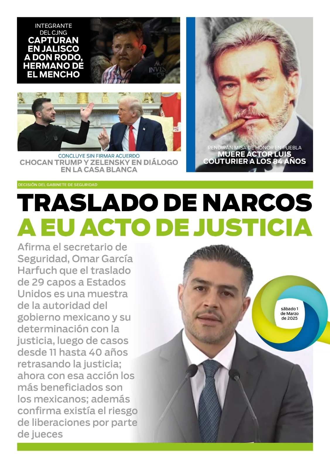 Portada de El Quintana Roo (contraportada) del sábado, 1 de marzo de 2025