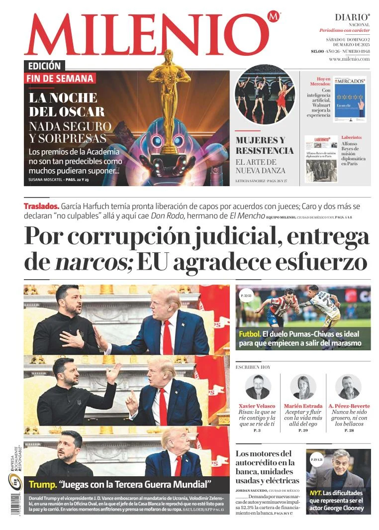 Portada de Milenio del sábado, 1 de marzo de 2025
