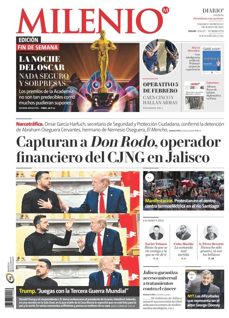 Portada de Milenio Jalisco del sábado, 1 de marzo de 2025