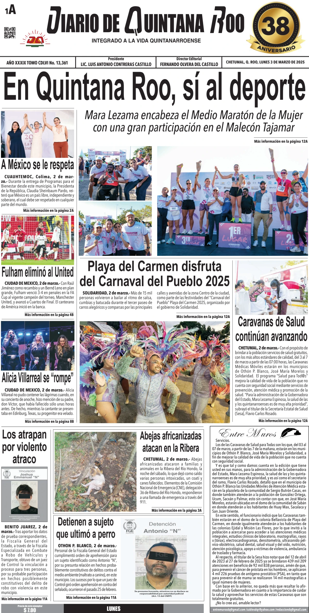 Portada de Diario de Quintana Roo (portada)