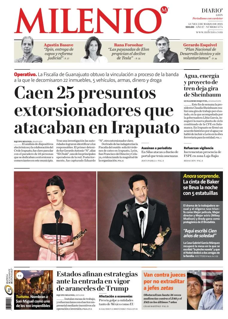 Portada de Milenio Leon del lunes, 3 de marzo de 2025