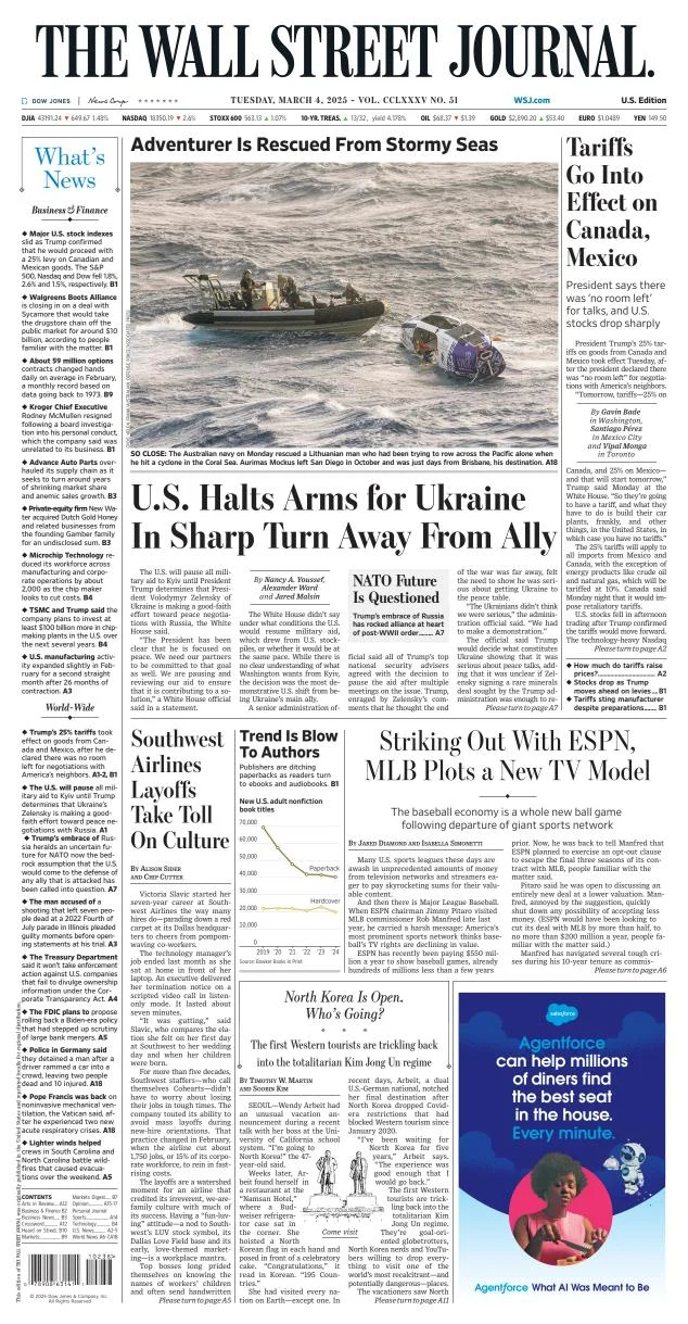 Portada de The Wall Street Journal