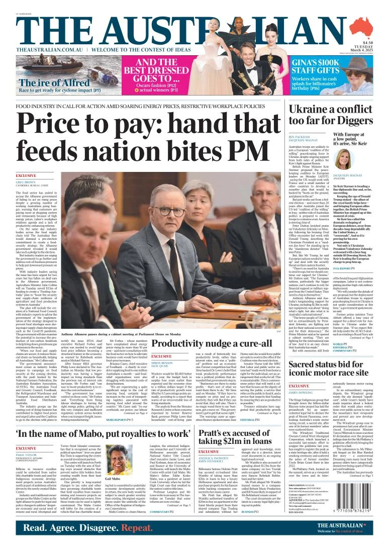 Portada de The Australian del martes, 4 de marzo de 2025