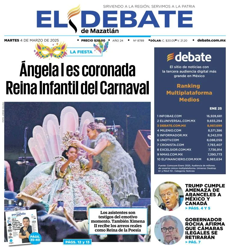 Portada de El Debate de Mazatlan del martes, 4 de marzo de 2025