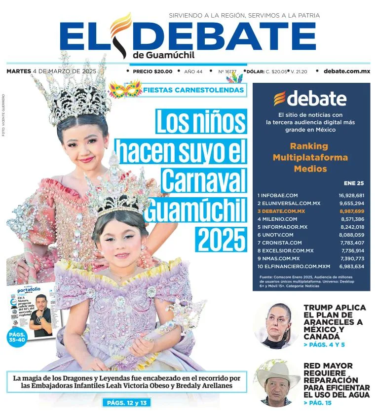 Portada de El Debate de Guamuchil del martes, 4 de marzo de 2025