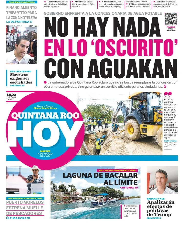 Portada de Quintana Roo Hoy del martes, 4 de marzo de 2025