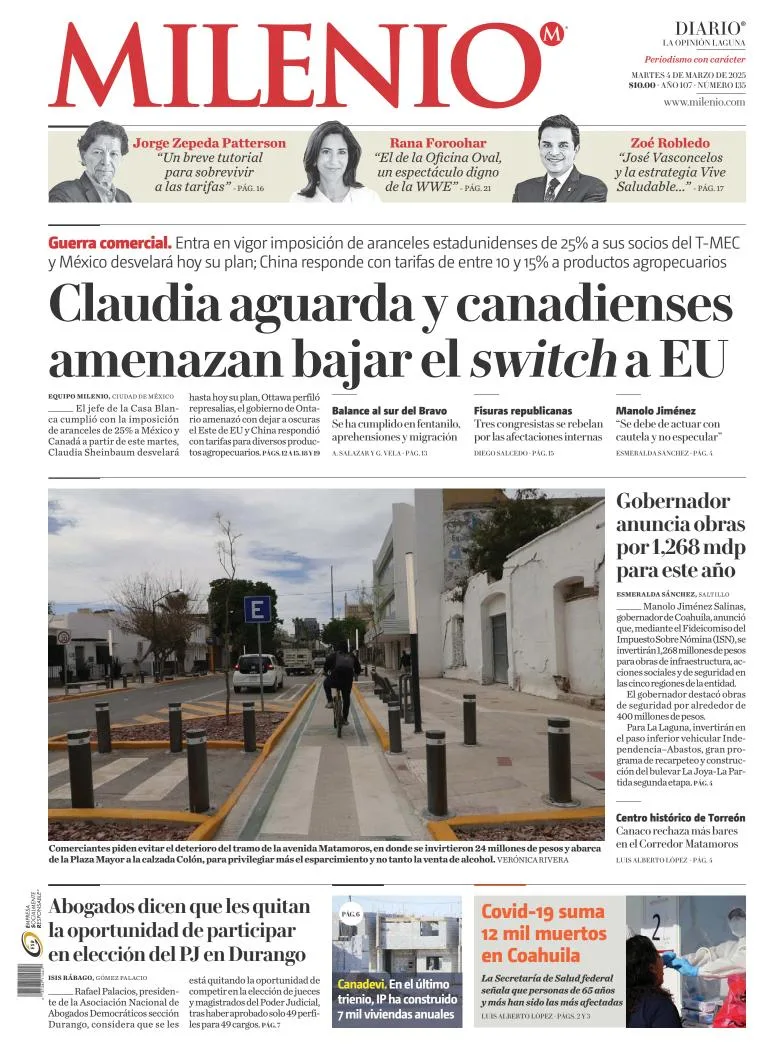 Portada de Milenio Laguna del martes, 4 de marzo de 2025