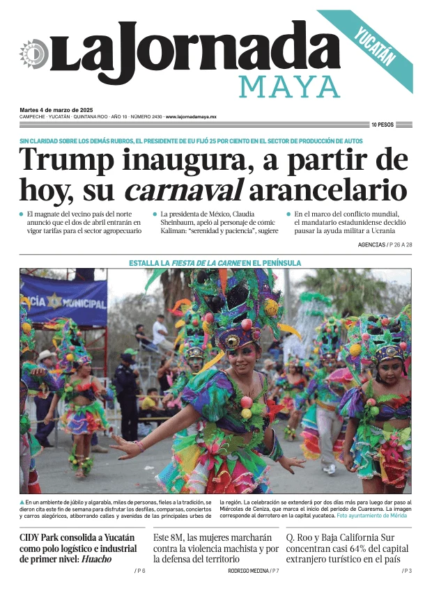 Portada de La Jornada Maya Yucatán del martes, 4 de marzo de 2025