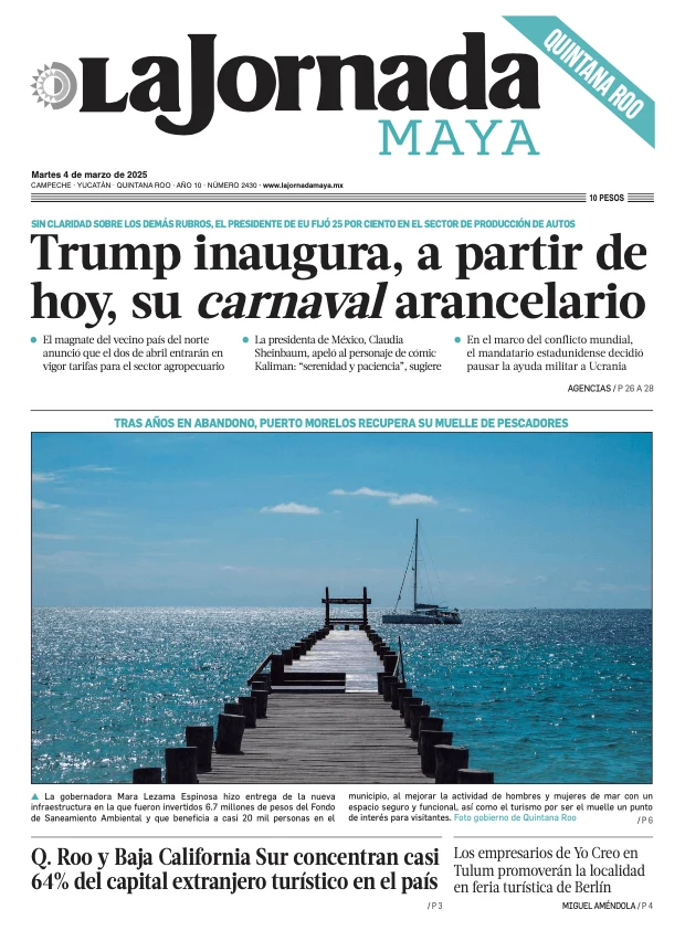 Portada de La Jornada Maya Quintana Roo del martes, 4 de marzo de 2025