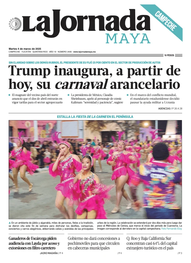 Portada de La Jornada Maya Campeche del martes, 4 de marzo de 2025