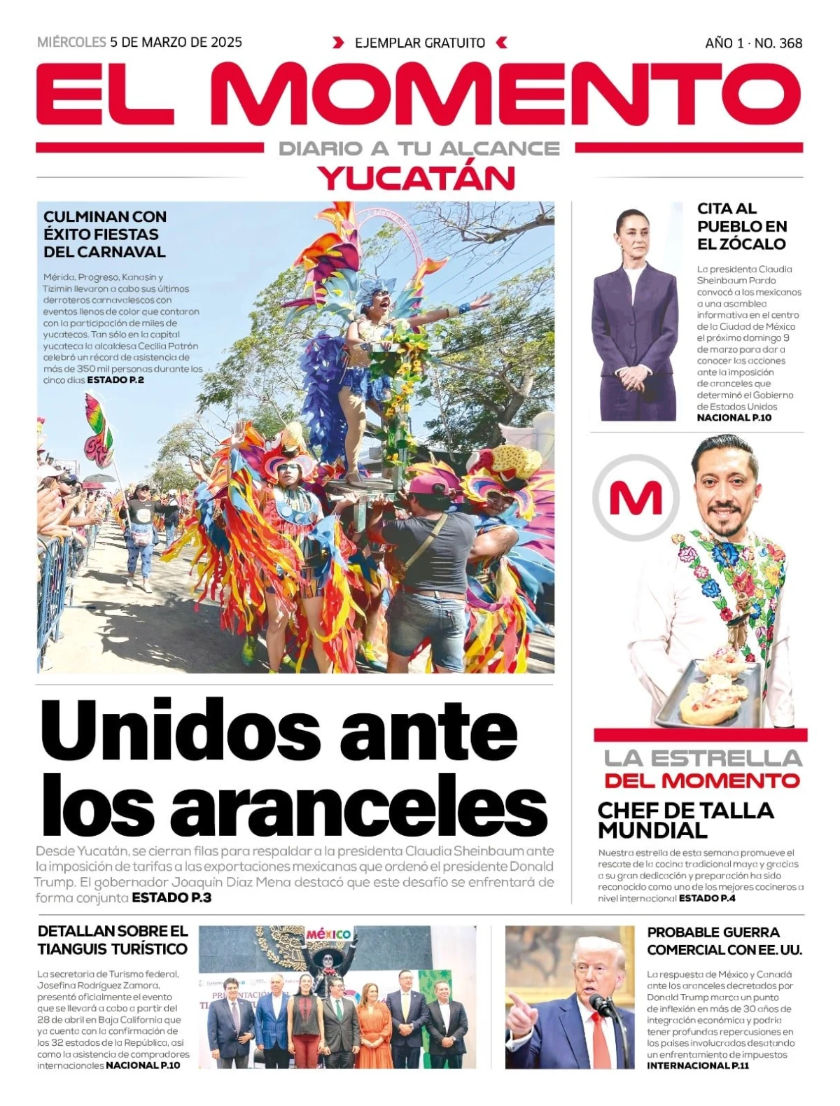 Portada de El Momento Yucatan del miércoles, 5 de marzo de 2025