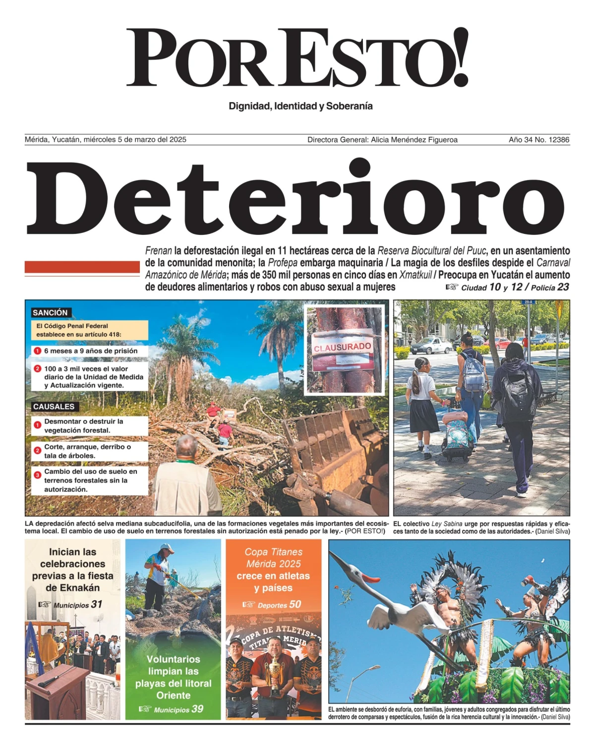 Portada de Por Esto (merida, Yucatan) del miércoles, 5 de marzo de 2025