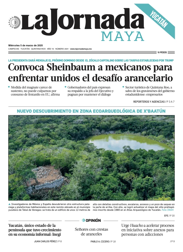 Portada de La Jornada Maya Yucatán del miércoles, 5 de marzo de 2025
