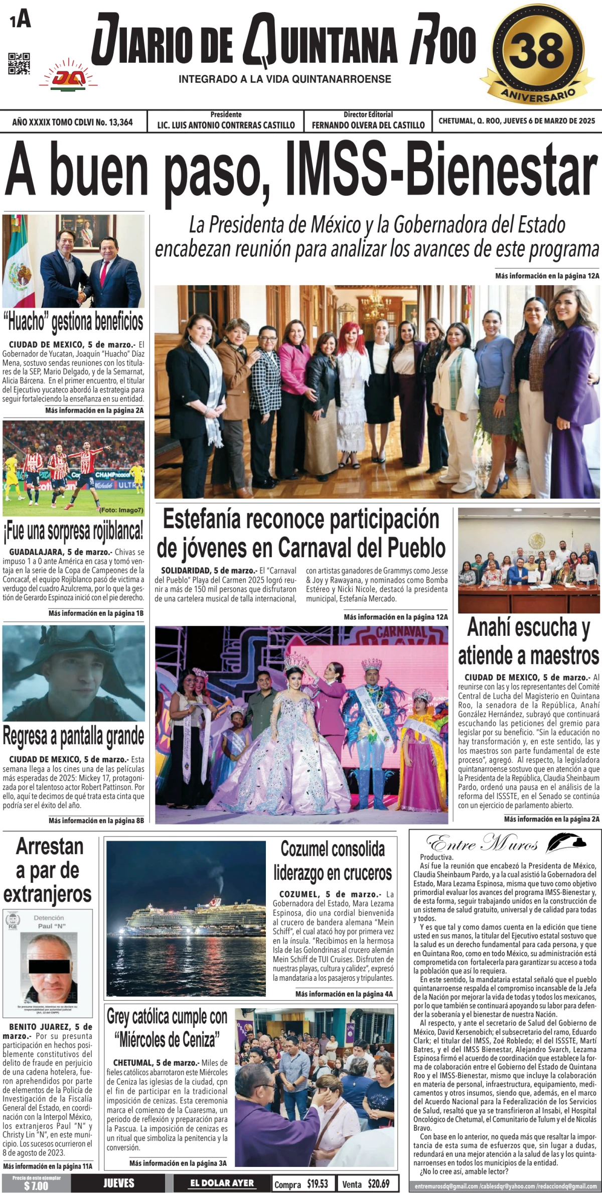 Portada de Diario de Quintana Roo (portada)