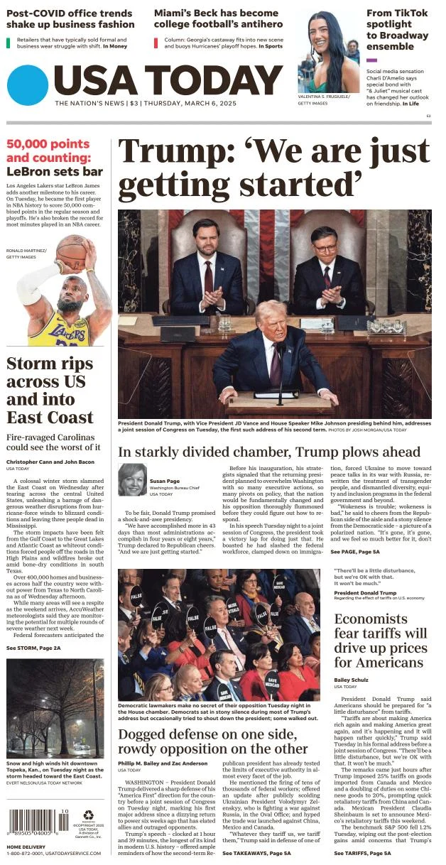 Portada de Usa Today