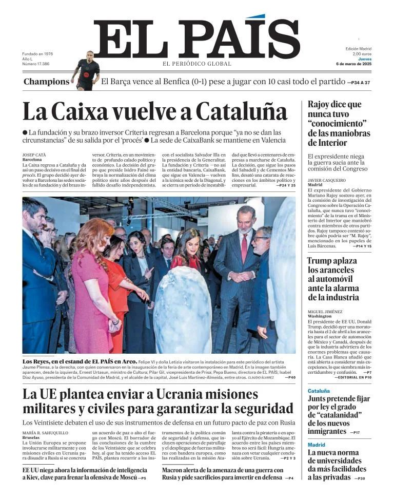 Portada de El Pais