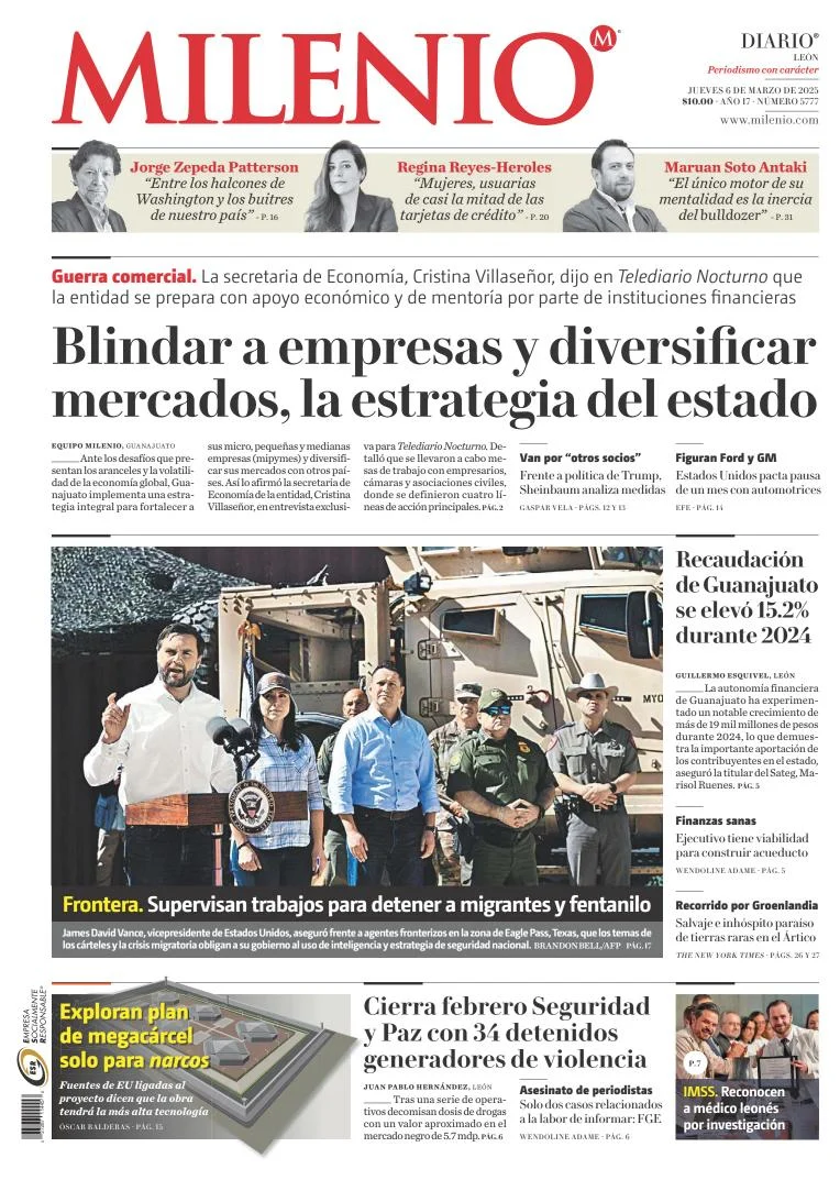 Portada de Milenio Leon del jueves, 6 de marzo de 2025