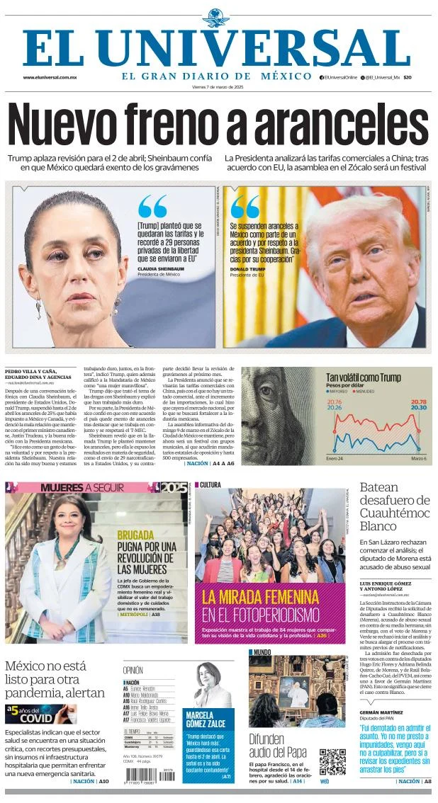 Portada de El Universal