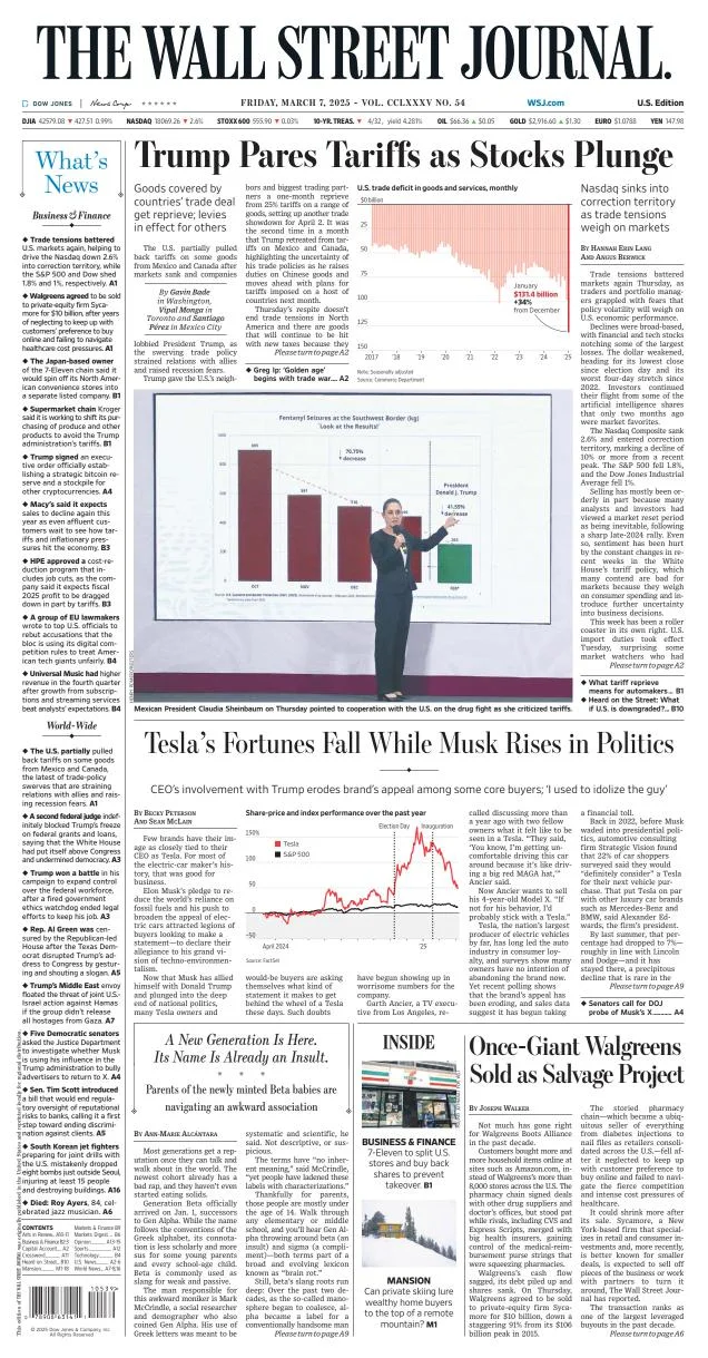 Portada de The Wall Street Journal del viernes, 7 de marzo de 2025