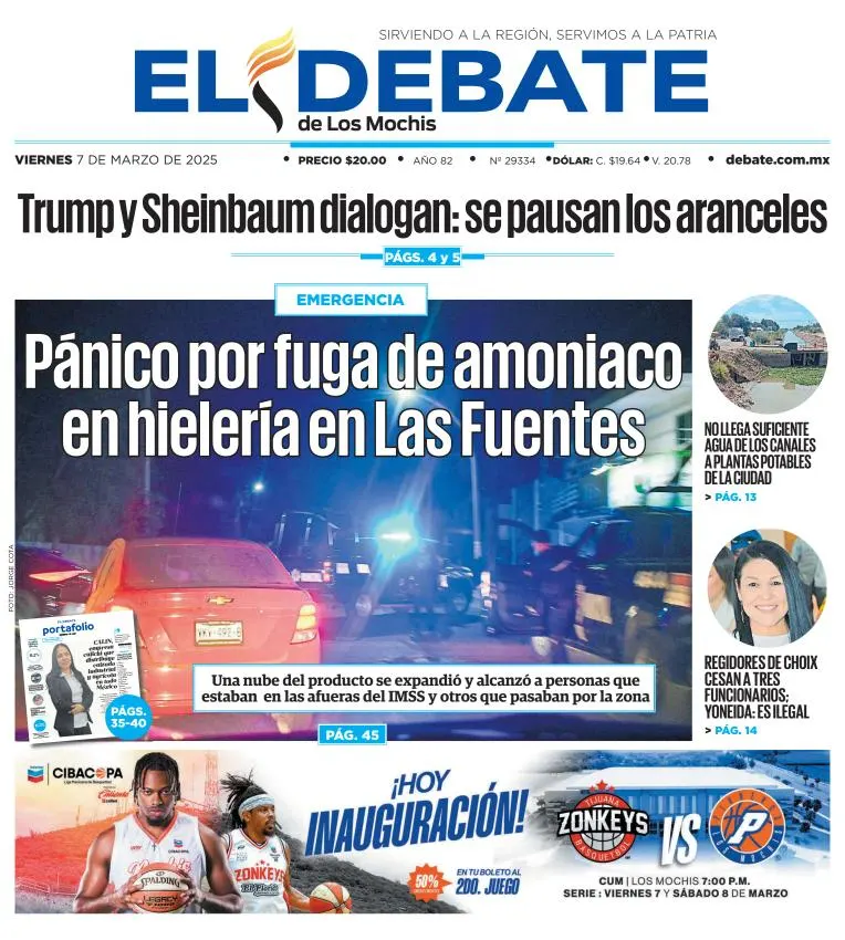 Portada de El Debate de los Mochis del viernes, 7 de marzo de 2025