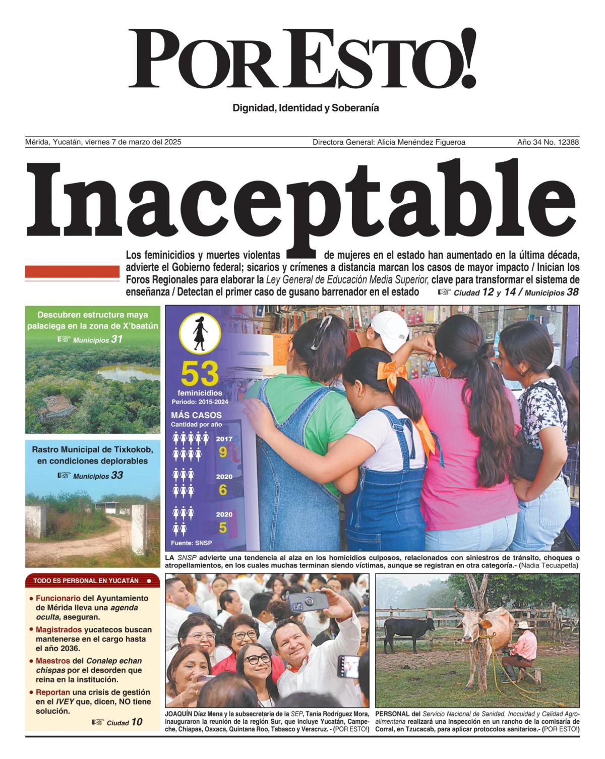 Portada de Por Esto (merida, Yucatan) del viernes, 7 de marzo de 2025