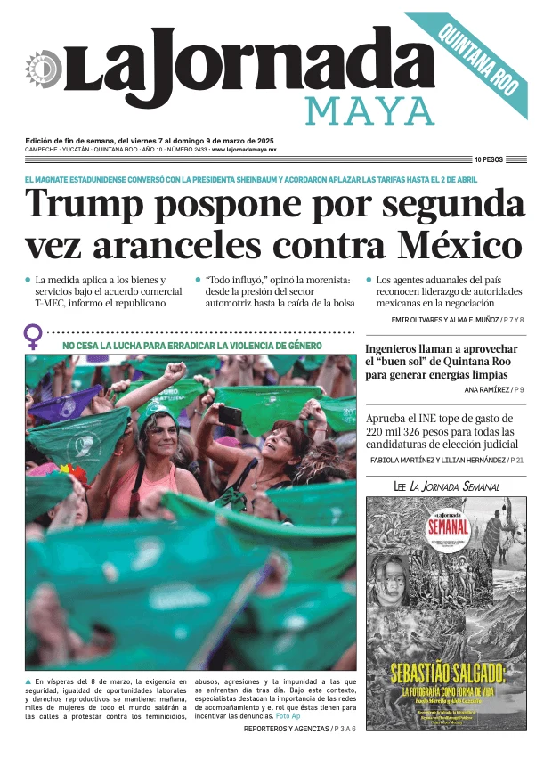 Portada de La Jornada Maya Quintana Roo del viernes, 7 de marzo de 2025