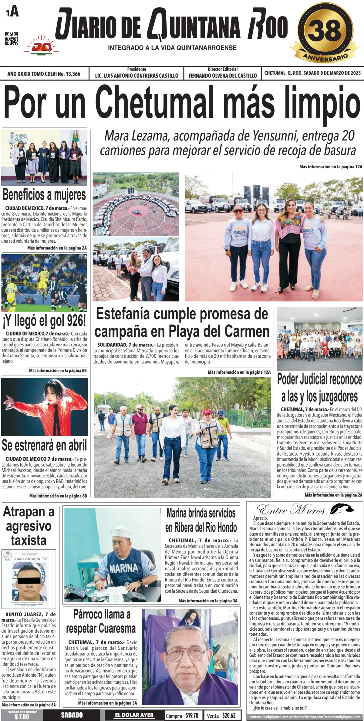 Portada de Diario de Quintana Roo (portada)