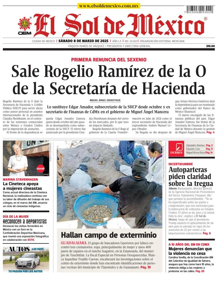 Portada de El Sol de Mexico