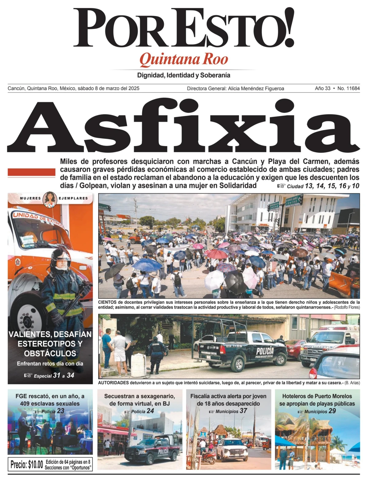 Portada de Por Esto (quintana Roo Cancun) del sábado, 8 de marzo de 2025