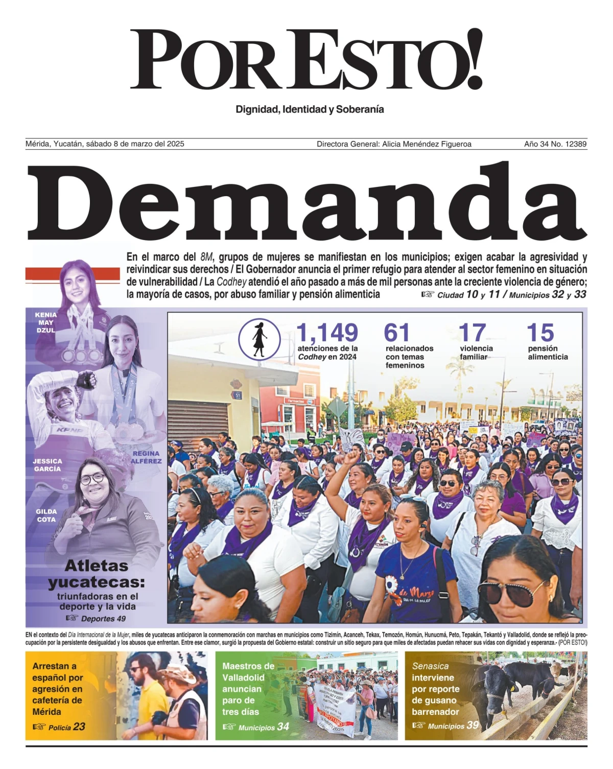 Portada de Por Esto (merida, Yucatan) del sábado, 8 de marzo de 2025