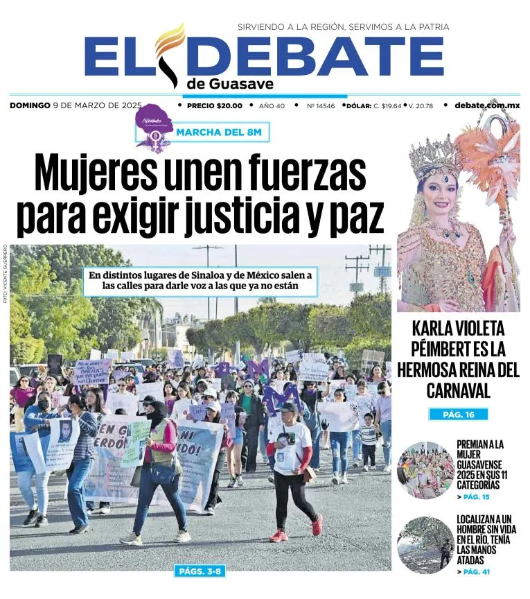 Portada de El Debate de Guasave del domingo, 9 de marzo de 2025