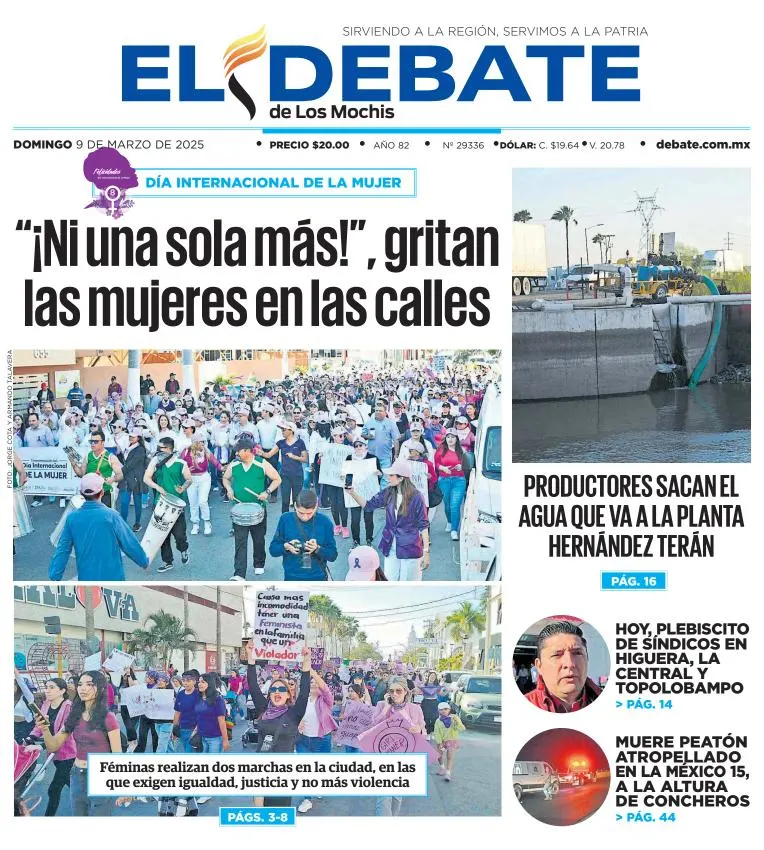 Portada de El Debate de los Mochis del domingo, 9 de marzo de 2025