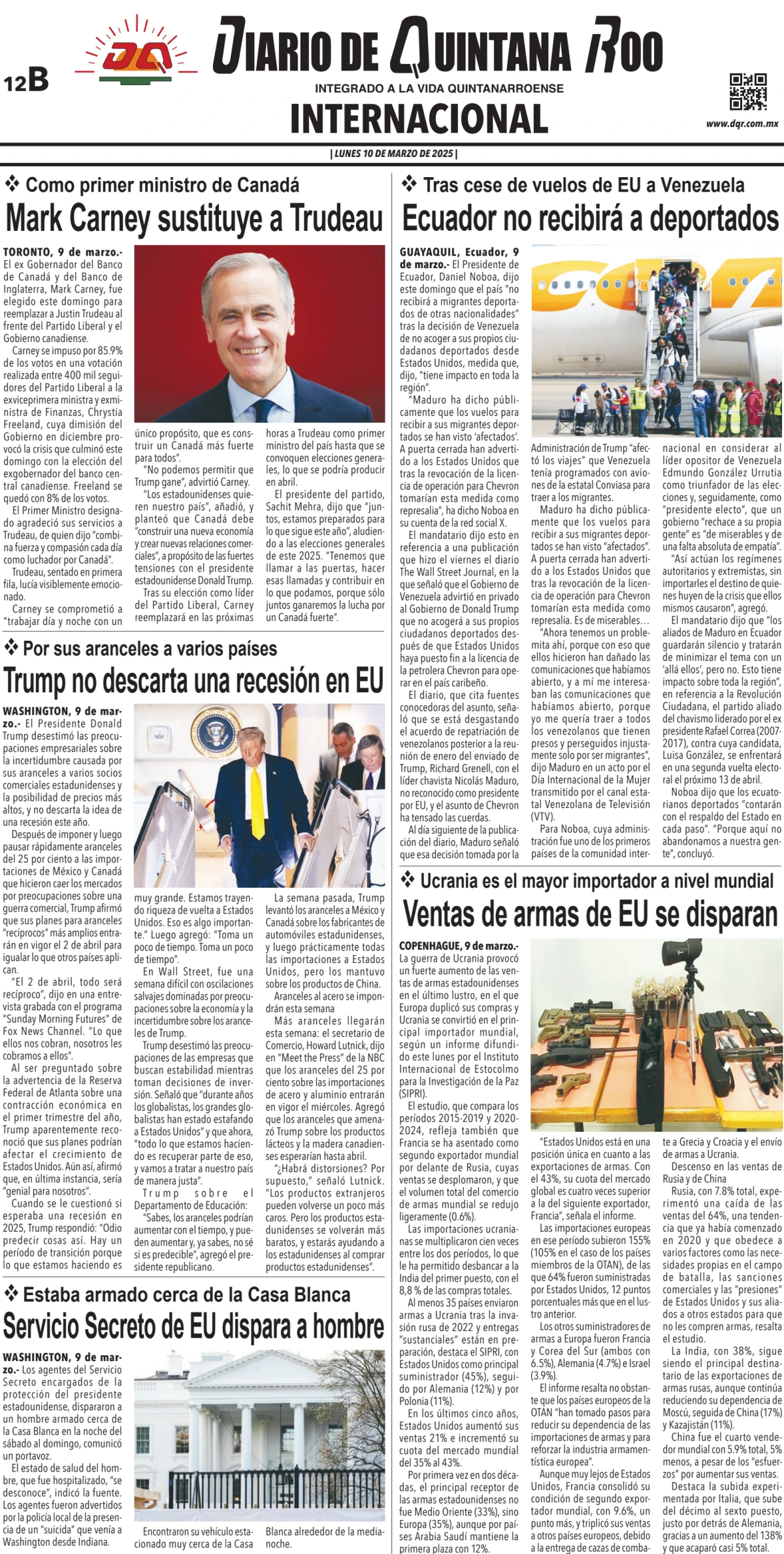 Portada de Diario de Quintana Roo (contra Portada)