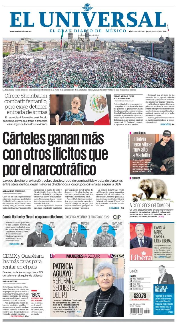 Portada de El Universal