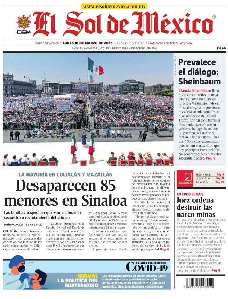 Portada de El Sol de Mexico