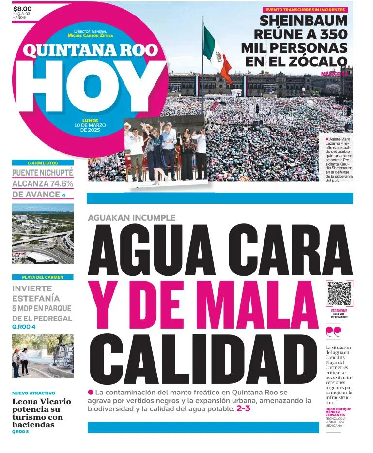 Portada de Quintana Roo Hoy del lunes, 10 de marzo de 2025