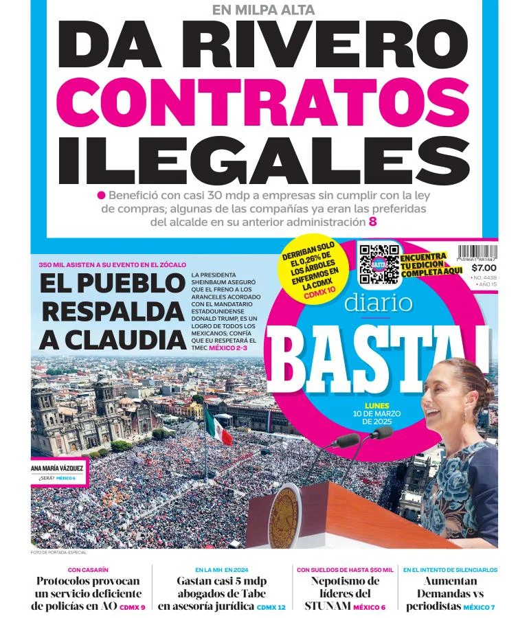 Portada de Basta del lunes, 10 de marzo de 2025