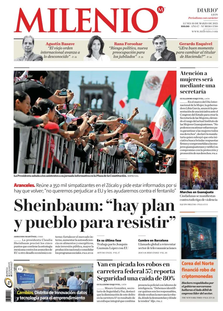 Portada de Milenio Leon del lunes, 10 de marzo de 2025