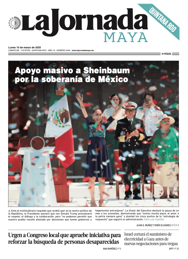 Portada de La Jornada Maya Quintana Roo del lunes, 10 de marzo de 2025